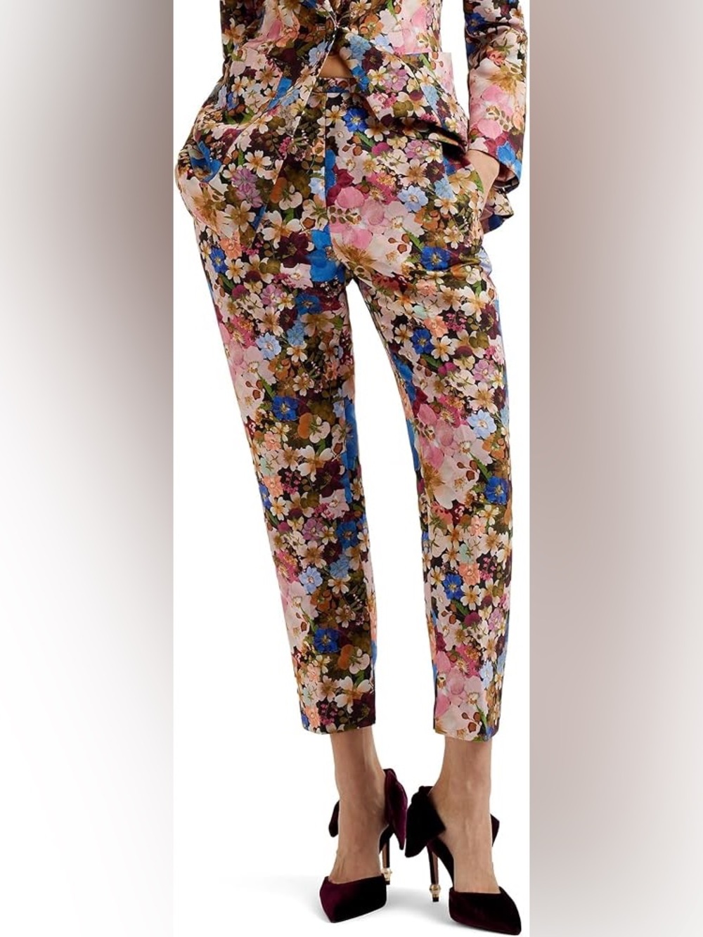 Ted Baker Floral Print Slim Fit Women’s Pants - Multicolor